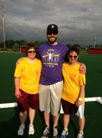 SOMI-1 Franco's own Daniel Stocking was eager to take a photo with two inspiring participants who competed against each other during my first game as a bocce ball official at the Special Olympics 2013 State Summer Games in Mt. Pleasant.